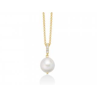 Miluna Uomo - Collana Perla Oriente - Argento Dorato