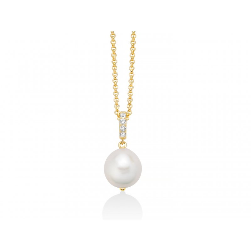 Miluna Uomo - Collana Perla Oriente - Argento Dorato