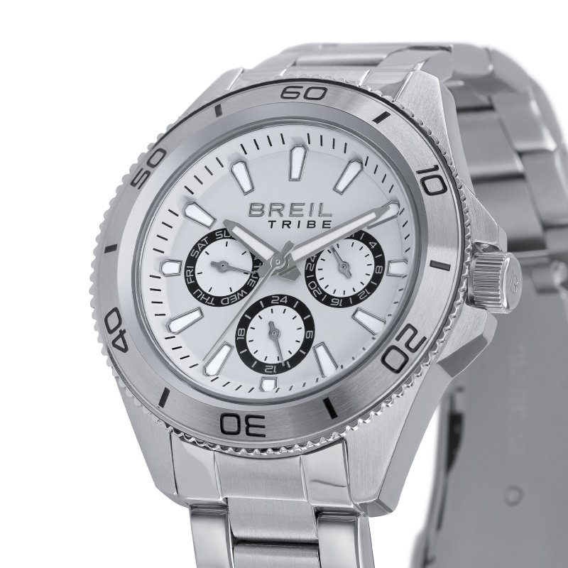 Breil Tribe - Multifunzione Gent 42 Mm - Acciaio - Bianco