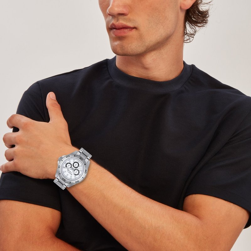 Breil Tribe - Multifunzione Gent 42 Mm - Acciaio - Bianco