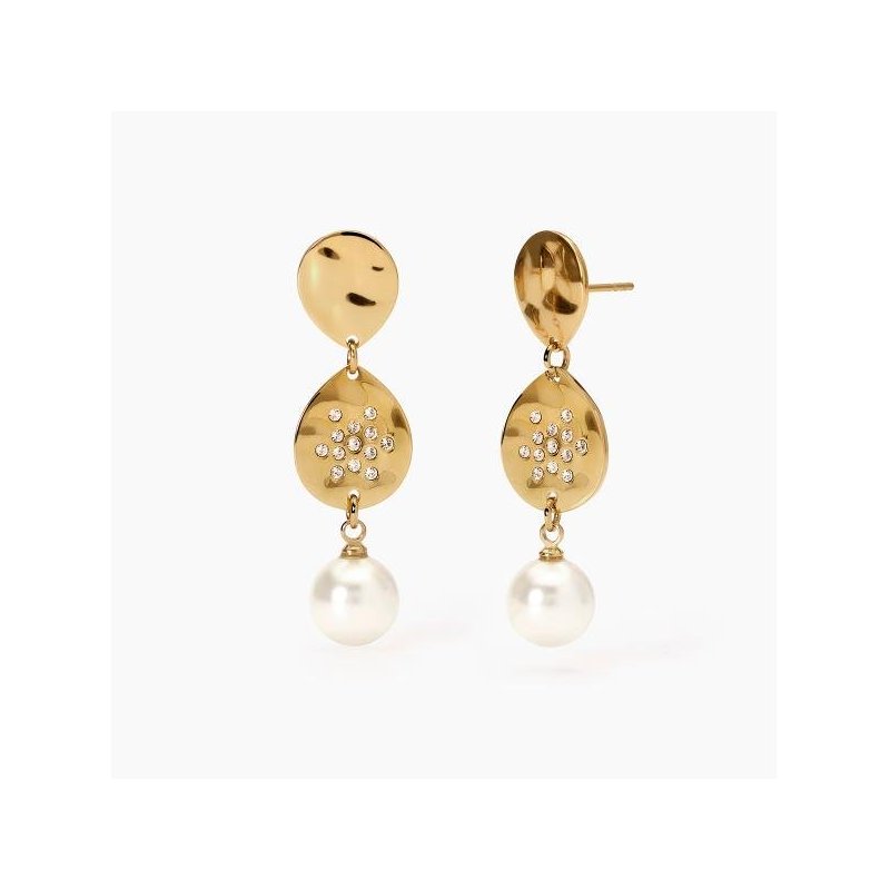 2 Jewels - Orecchini Acciaio Pvd Giallo - Perle