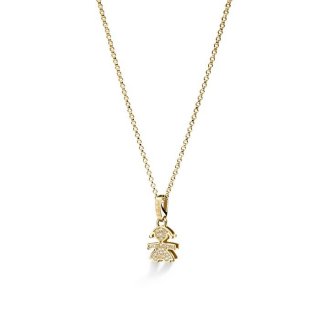 Le Bebe' - Ciondolo Sagoma Bimba - Oro Giallo - Diamanti