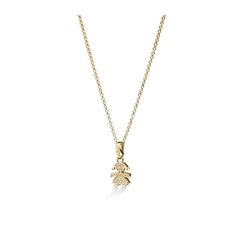 Le Bebe' - Ciondolo Sagoma Bimba - Oro Giallo - Diamanti