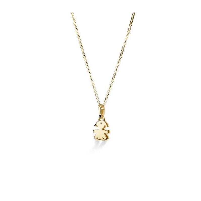 Le Bebe' - Ciondolo Sagoma Bimba - Oro Giallo - Diamanti