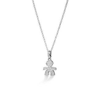 Le Bebe' - Ciondolo Sagome Bimbo - Oro Bianco - Diamanti