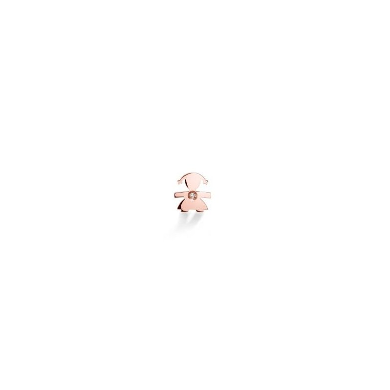 Le Bebe' - Orecchino Sagoma Bimba - Oro Rosa - Diamante