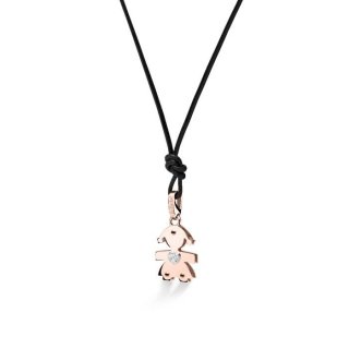 Le Bebe' - Ciondolo Sagoma Bimba - Oro Rosa - Diamanti