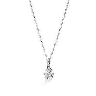 Le Bebe' - Ciondolo Sagoma Bimba - Oro Bianco - Diamanti