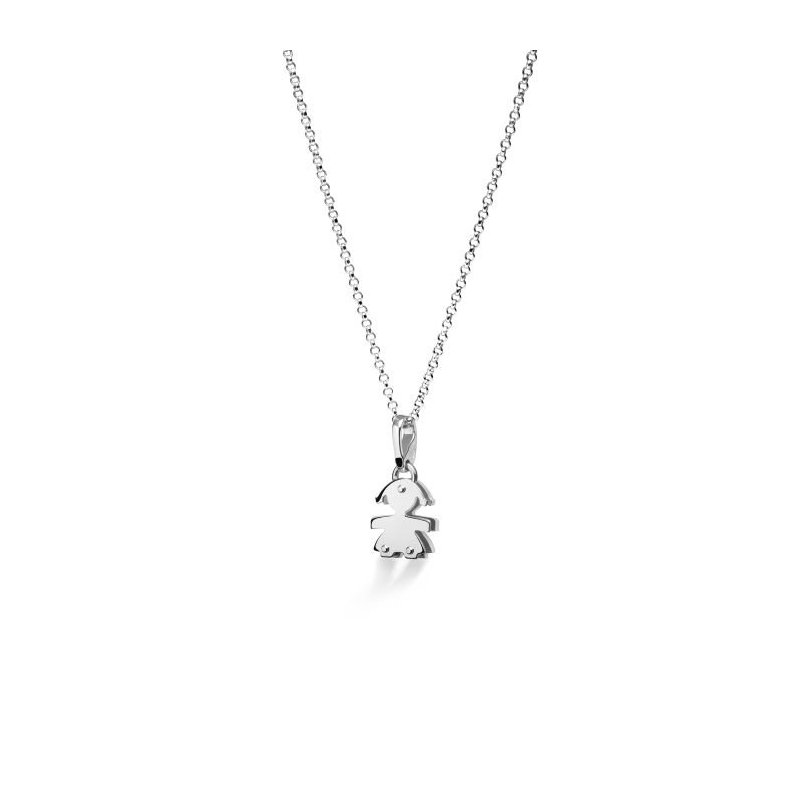 Le Bebe' - Ciondolo Sagoma Bimba - Oro Bianco - Diamanti