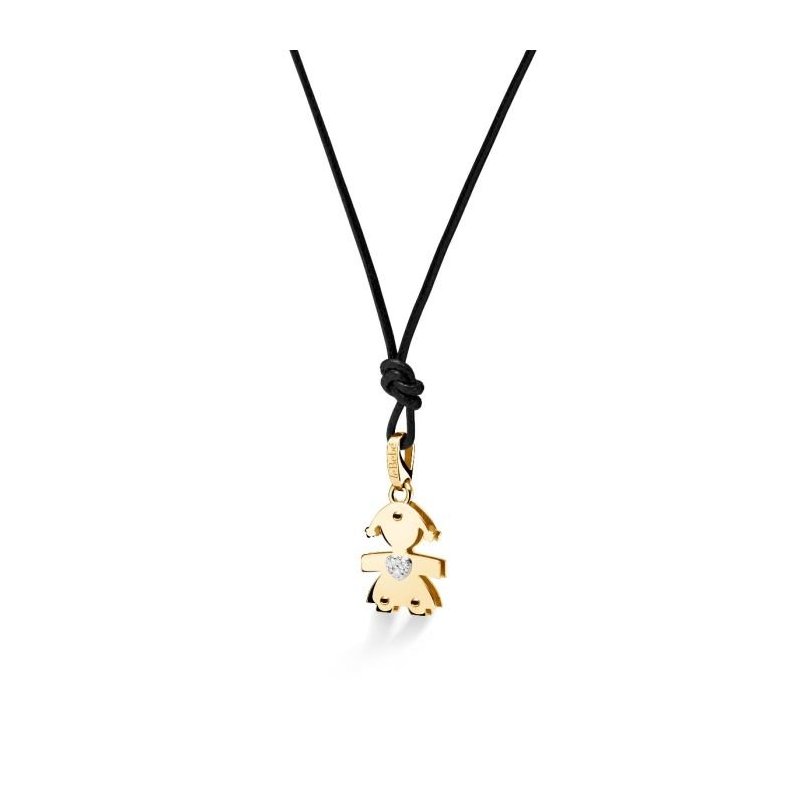 Le Bebe' - Ciondolo Sagoma Bimba - Oro Giallo - Diamanti