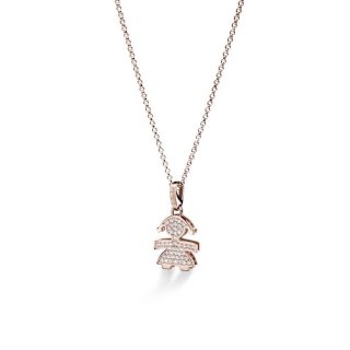 Le Bebe' - Ciondolo Sagoma Bimba - Oro Rosa - Diamanti