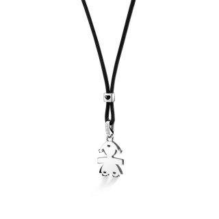 Le Bebe' - Ciondolo Sagoma Bimba - Oro Bianco 9Kt