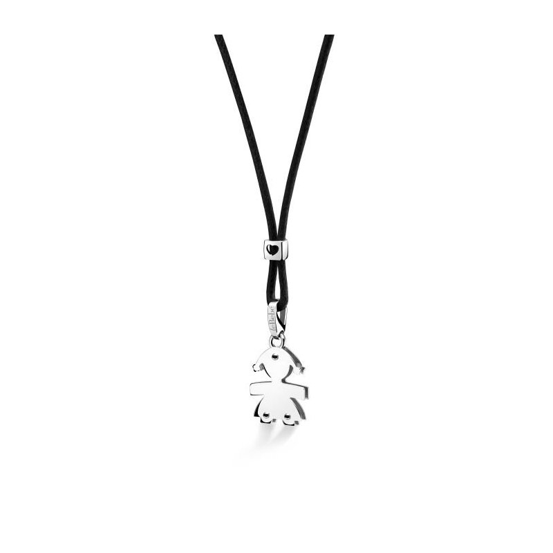 Le Bebe' - Ciondolo Sagoma Bimba - Oro Bianco 9Kt