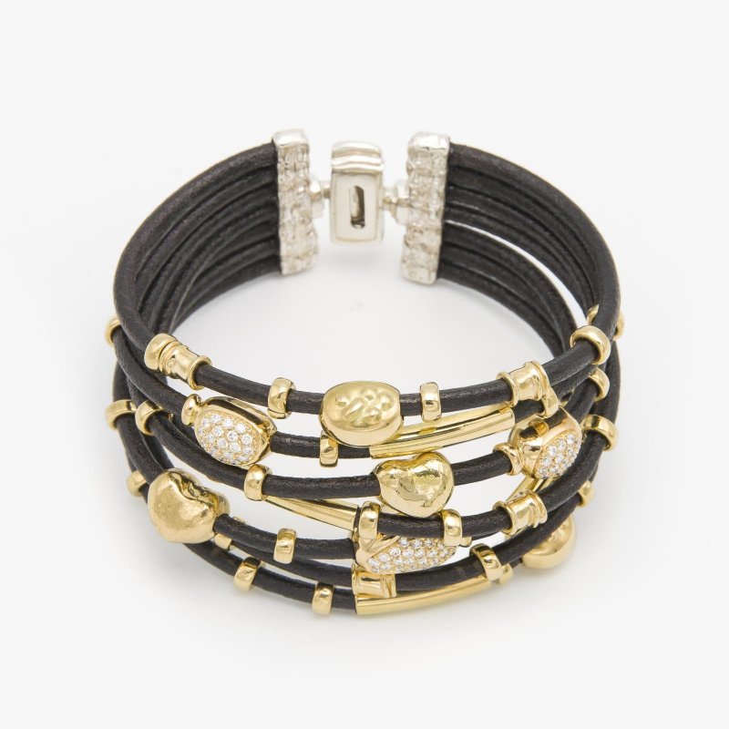 Misani - Bracciale B569 - Cuoio - Oro E Argento