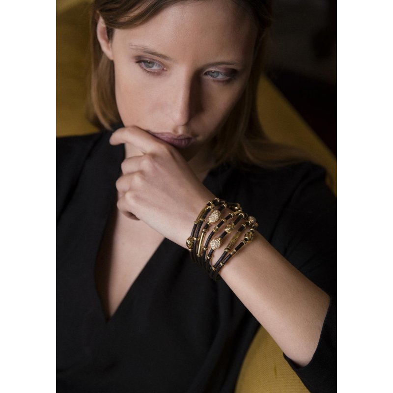 Misani - Bracciale B569 - Cuoio - Oro E Argento