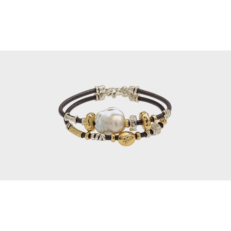 Misani - Bracciale B1048 - Cuoio - Oro E Perla