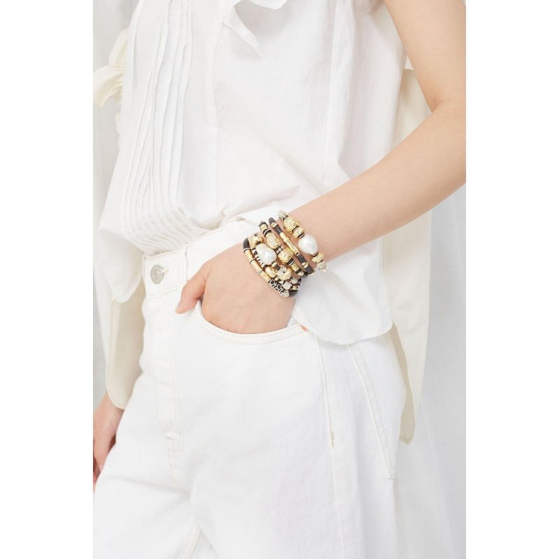 Misani - Bracciale B1048 - Cuoio - Oro E Perla
