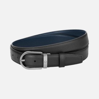 Montblanc - Cintura Reversibile - Pelle Nera/Blu