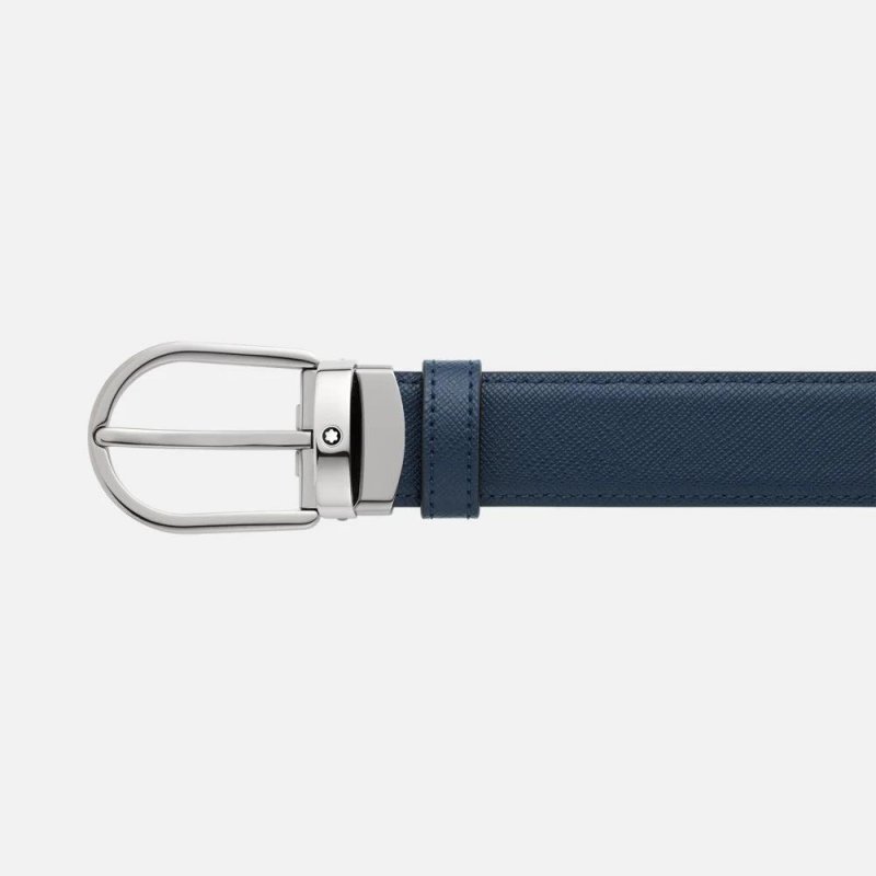 Montblanc - Cintura Reversibile - Pelle Nera/Blu