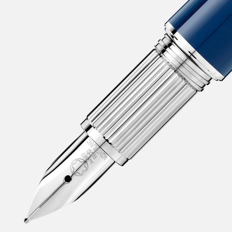 Montblanc - Stilografica Starwalker - Blu - Platino