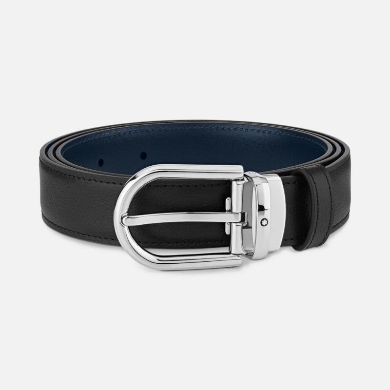 Montblanc - Cintura Reversibile - Pelle Nera/Blu