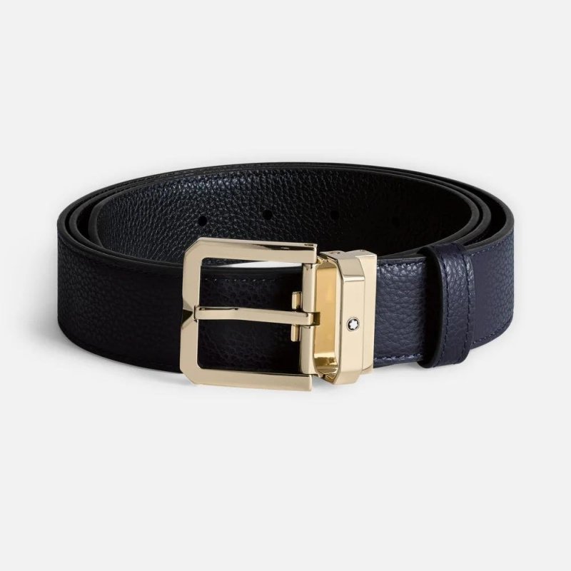 Montblanc - Cintura Reversibile - Pelle Blu/Nera