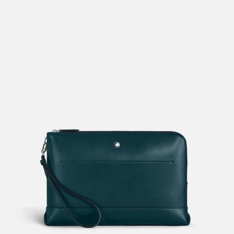Montblanc - Pochette Soft - Pelle Blu - Elegante