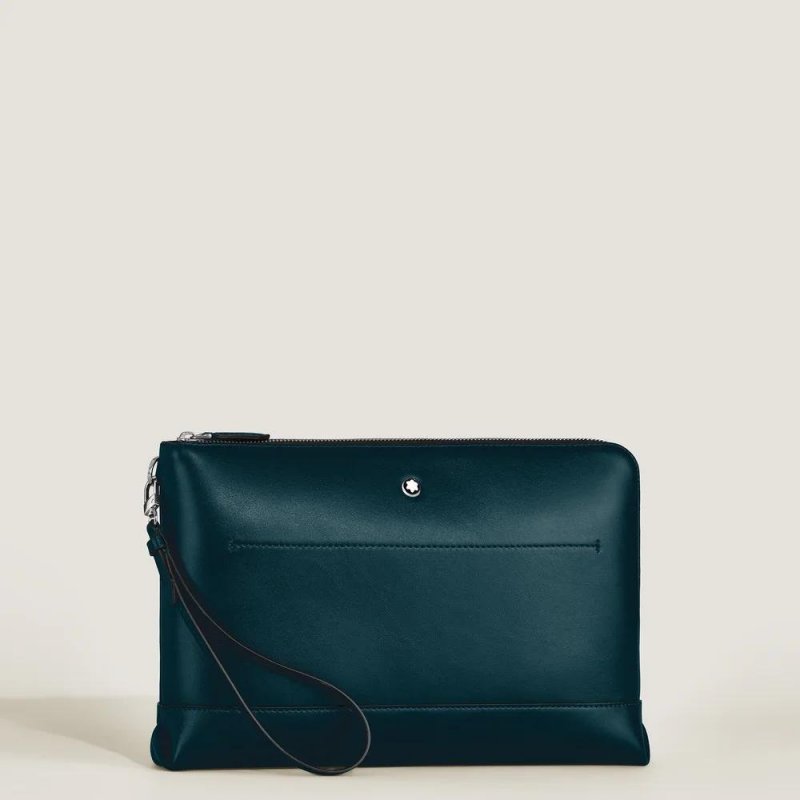 Montblanc - Pochette Soft - Pelle Blu - Elegante