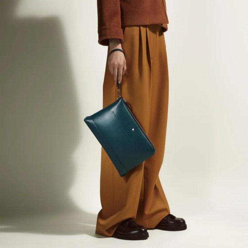 Montblanc - Pochette Soft - Pelle Blu - Elegante
