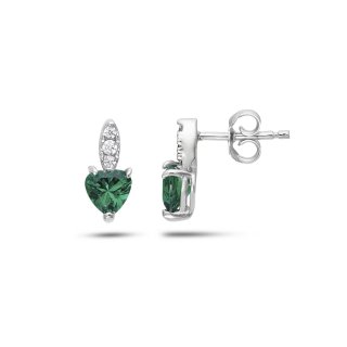 Ambrosia Gioielli - Orecchini Cuore Verde - Oro E Zirconi