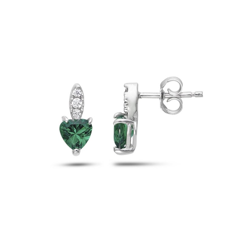 Ambrosia Gioielli - Orecchini Cuore Verde - Oro E Zirconi
