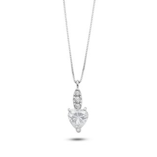 Ambrosia Gioielli - Girocollo Cuore - Oro Bianco - Zirconi