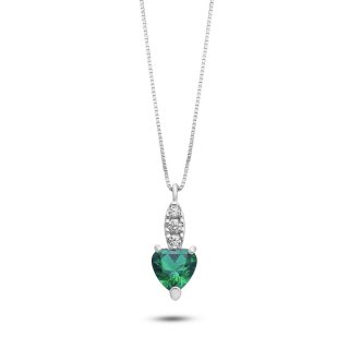 Ambrosia Gioielli - Girocollo Cuore Verde - Oro Bianco