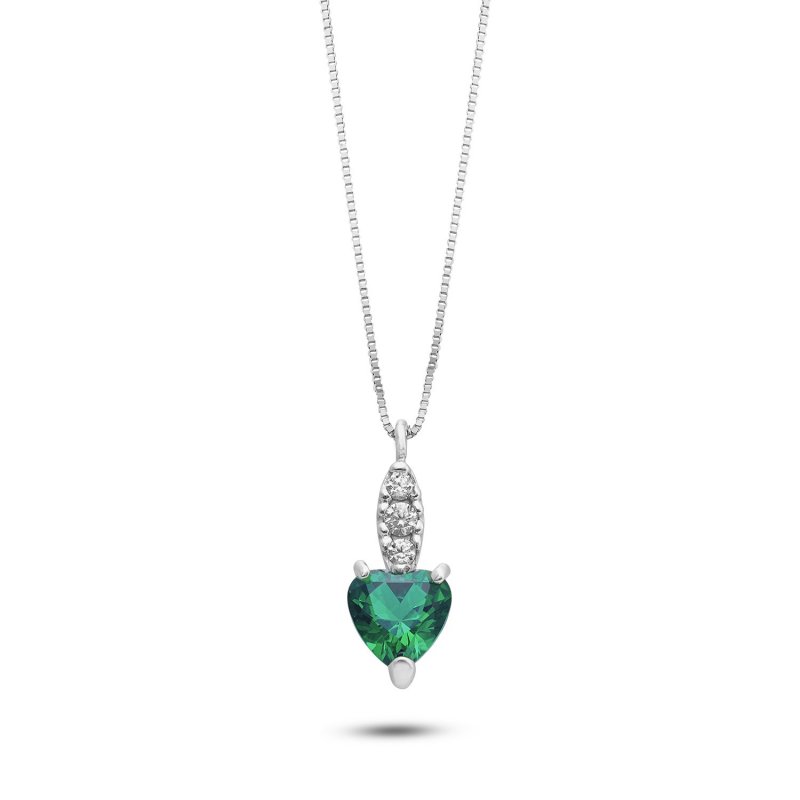 Ambrosia Gioielli - Girocollo Cuore Verde - Oro Bianco