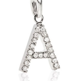 Ambrosia Gioielli - Ciondolo Lettera A - Oro Bianco - Zirconi