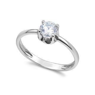 Ambrosia Gioielli - Anello Solitario - Oro Bianco - Zircone
