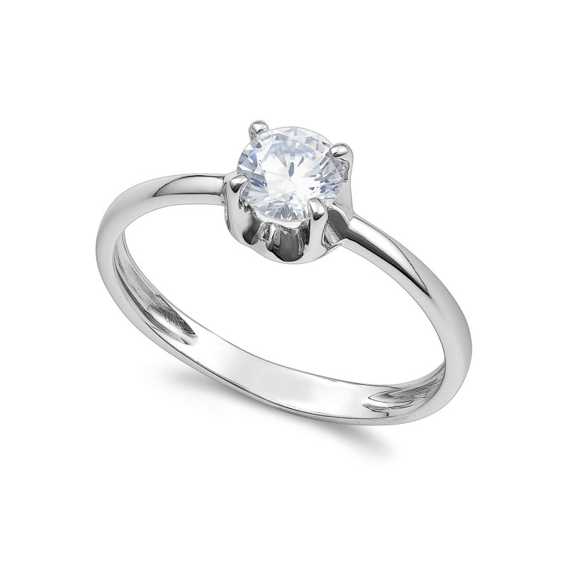 Ambrosia Gioielli - Anello Solitario - Oro Bianco - Zircone