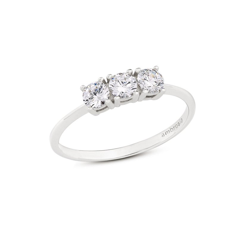 Ambrosia Gioielli - Anello Trilogy - Oro Bianco - Zirconi