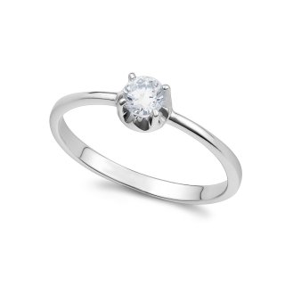 Ambrosia Gioielli - Anello Solitario - Oro Bianco - Zircone