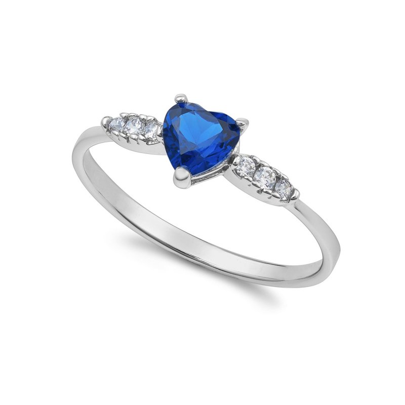 Ambrosia Gioielli - Anello Cuore Blu - Oro E Zircone