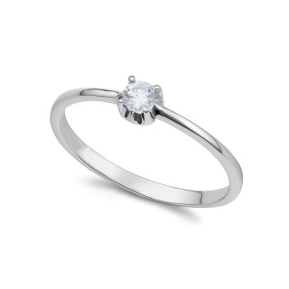 Ambrosia Gioielli - Anello Solitario - Oro Bianco - Zircone