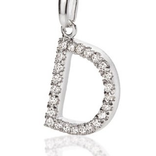 Ambrosia Gioielli - Ciondolo Lettera D - Oro Bianco - Zirconi
