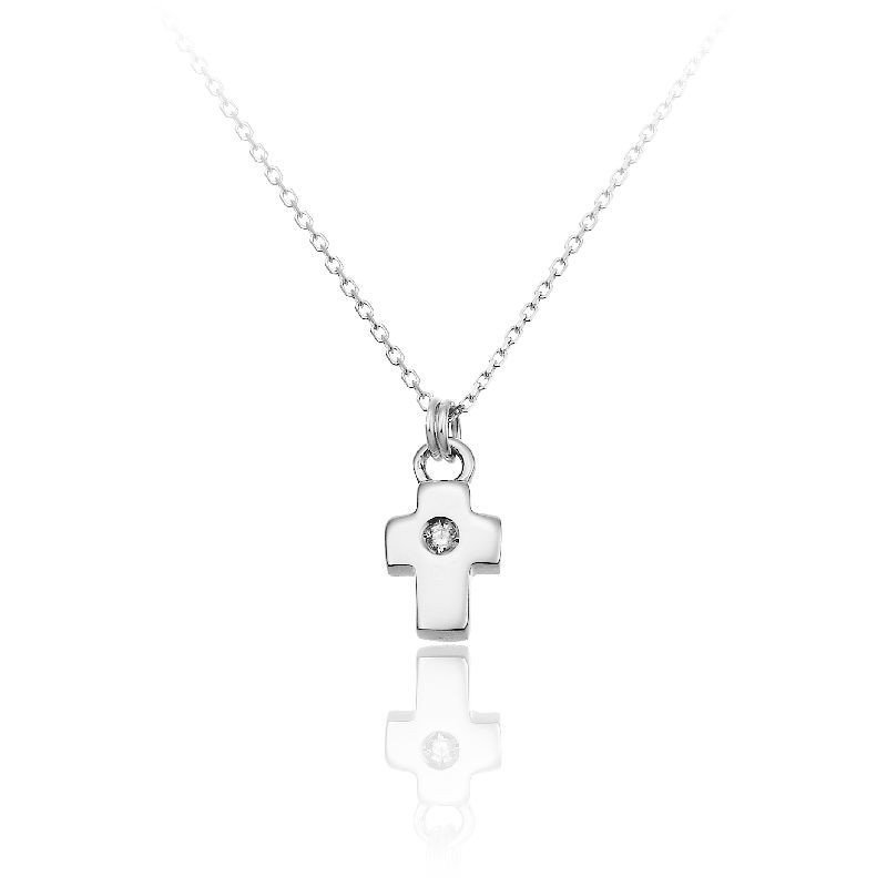 Chimento - Pendente Love In Croce - Oro Bianco - Diamanti