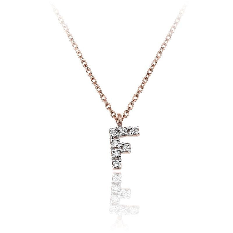 Chimento - Collana Con Pendente Lettera F - Oro - Diamanti