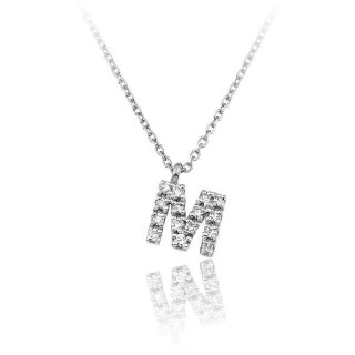 Chimento - Collana Con Pendente Lettera M - Oro Bianco