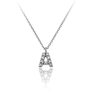 Chimento - Collana Lettera A - Oro Bianco - Diamanti