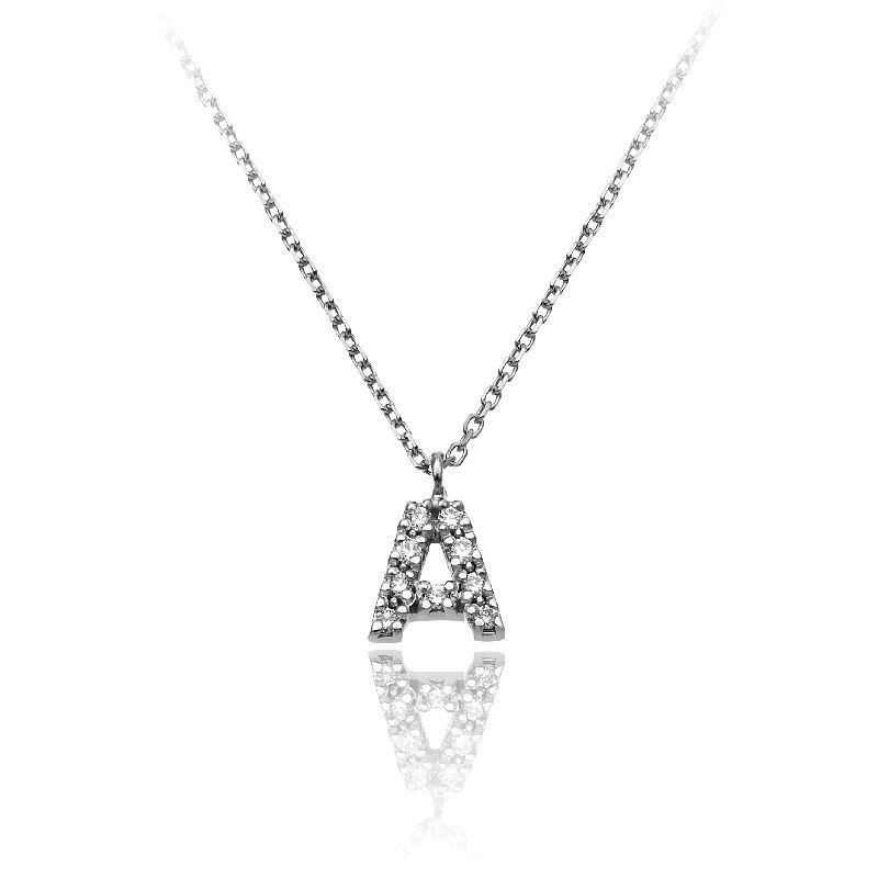 Chimento - Collana Lettera A - Oro Bianco - Diamanti