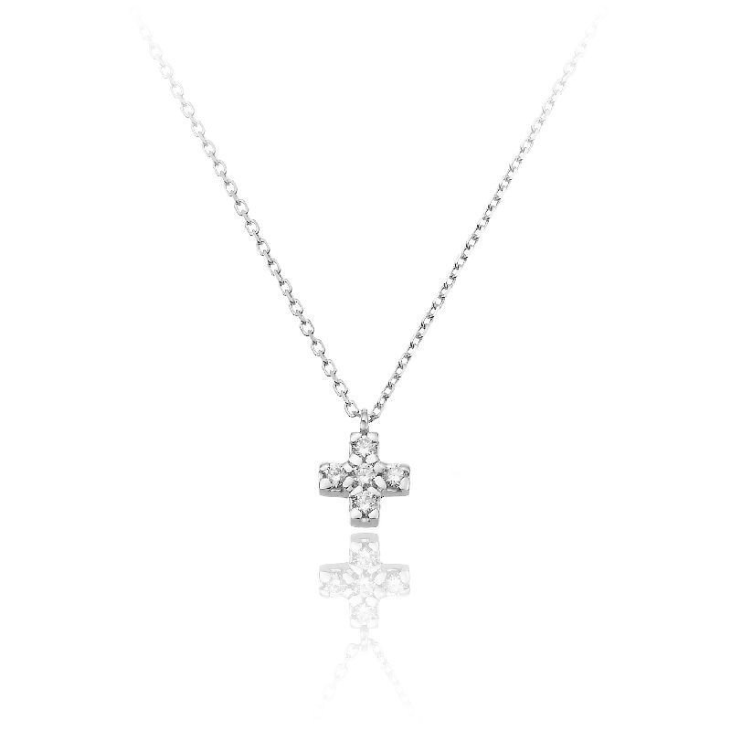 Chimento - Pendente Love In Croce - Oro Bianco - Diamanti