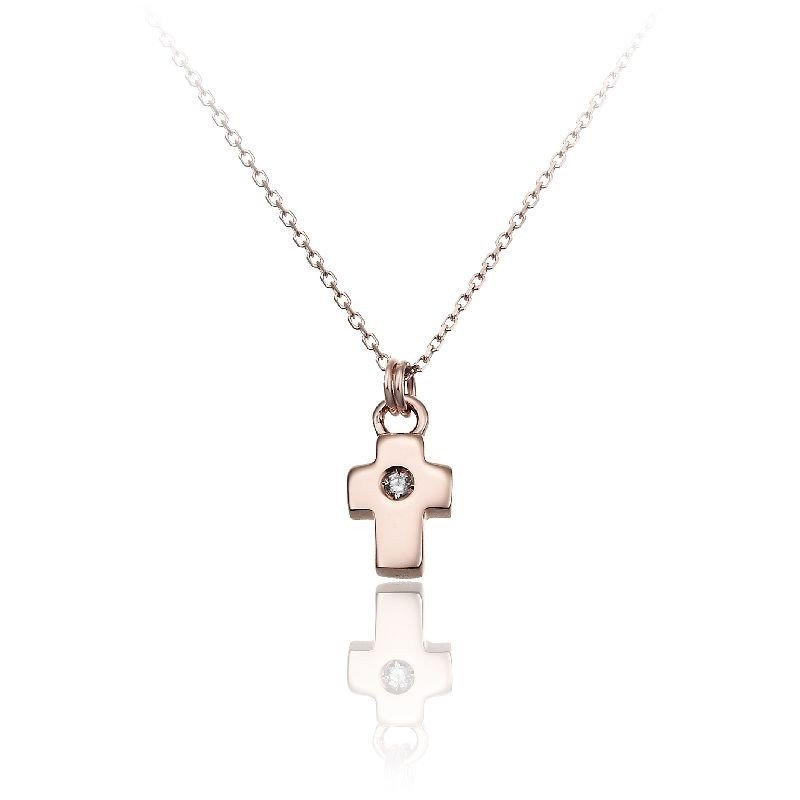 Chimento - Pendente Love In Croce - Oro Rosa - Diamanti