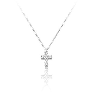 Chimento - Pendente Croce Love In - Oro Bianco - Diamanti